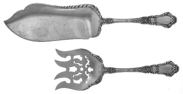 Baronial-Old (Sterling, 1898, No Monograms) 2 Piece Large Solid Fish Serving Set