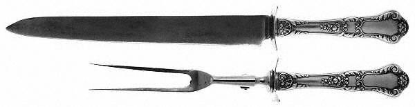 Baronial-Old (Sterling, 1898, No Monograms) Large 2-Piece Roast Carving Set w/ Stainless Blade