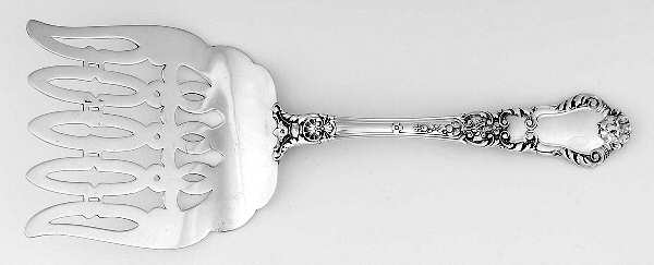 Baronial-Old (Sterling, 1898, No Monograms) Solid Attached Asparagus Server 5 Prong