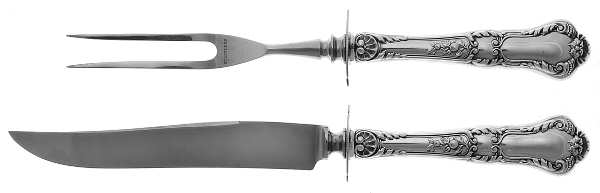 Baronial-Old (Sterling, 1898, No Monograms) Small Steak 2-Piece Carving Set w/Stainless Blade