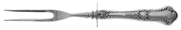 Baronial-Old (Sterling, 1898, No Monograms) Small Steak Carving Fork with Stainless Prongs