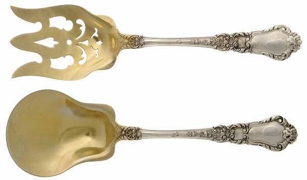 Baronial-Old (Sterling, 1898, No Monograms) (2 Pc) Solid Salad Set