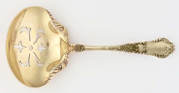 Baronial-Old (Sterling, 1898, No Monograms) Solid Bon Bon Spoon with Pierced Bowl