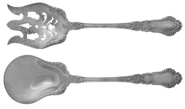 Baronial-Old (Sterling, 1898, No Monograms) Solid Oversized Serving Salad Set