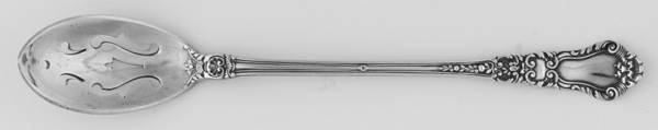 Baronial-Old (Sterling, 1898, No Monograms) Pierced Bowl Short Handle Olive Spoon