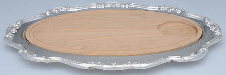 Baronial (Silverplate, Hollowware, Heritage) 18" Oval Platter & Wood (Cutting Board) Insert