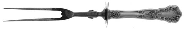 Buttercup (Sterling, Lion-Anchor-G, 1899, No Monos) Large Stainless-Prong Roast Carving Fork