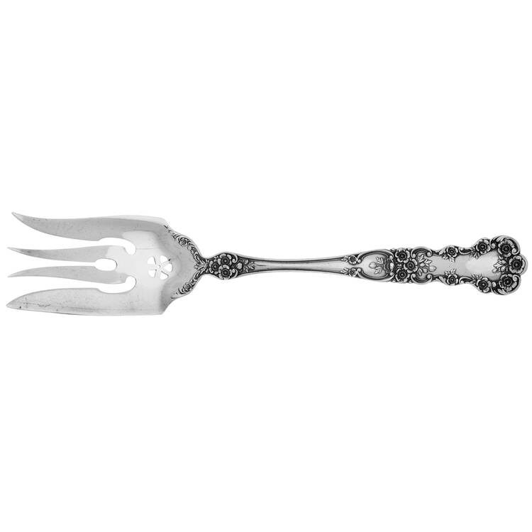 Buttercup (Sterling, Lion-Anchor-G, 1899, No Monos) Medium Solid Cold Meat Serving Fork