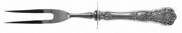 Buttercup (Sterling, Lion-Anchor-G, 1899, No Monos) Small Steak Carving Fork with Stainless Prongs