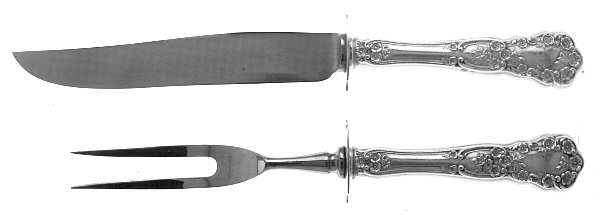 Buttercup (Sterling, Lion-Anchor-G, 1899, No Monos) Small Stainless Blade 2-Piece Steak Carving Set