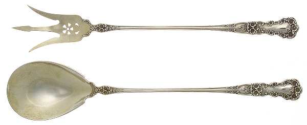 Buttercup (Sterling, Lion-Anchor-G, 1899, No Monos) 2 Pc Large Lettuce Serving Set