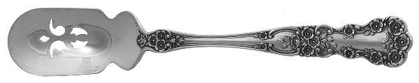 Buttercup (Sterling, Lion-Anchor-G, 1899, No Monos) Short Handled Olive Spoon with Pierced Bowl
