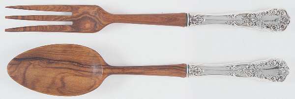 Buttercup (Sterling, Lion-Anchor-G, 1899, No Monos) Wooden Bowl 2-Piece Salad Set