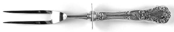 Buttercup (Sterling, Lion-Anchor-G, 1899, No Monos) Small Steak Carving Fork with Stainless Prongs