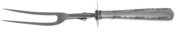 Camellia (Sterling, 1941-1942, No Monos) Lg Carving/Roast Fork-Stn Prong w/Sterling Guard