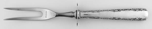 Camellia (Sterling, 1941-1942, No Monos) Small Steak Carving Fork with Stainless Prongs