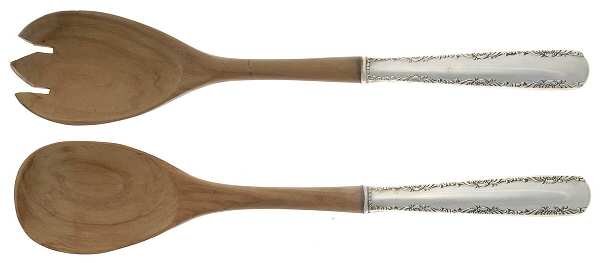 Camellia (Sterling, 1941-1942, No Monos) Wooden Bowl 2 Piece Salad Set