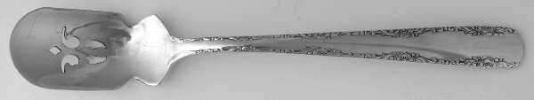 Camellia (Sterling, 1941-1942, No Monos) Short Handled Olive Spoon with Pierced Bowl