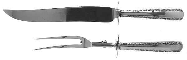 Camellia (Sterling, 1941-1942, No Monos) Large 2-Piece Roast Carving Set w/Stainless Blade