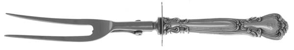 Chantilly (Sterling, 1895, Lion-Anchor-G, No Mono) Large Stainless Prong Carving Fork W/Sterling Guar