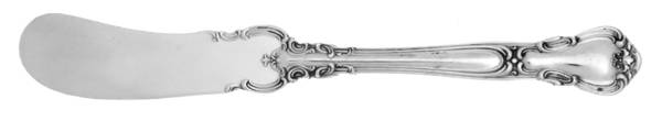 Chantilly (Sterling, 1895, Lion-Anchor-G, No Mono) Large Flat Handle Butter Spreader