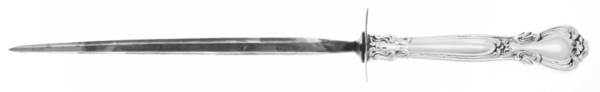 Chantilly (Sterling, 1895, Lion-Anchor-G, No Mono) Large Knife Sharpener-Steel Rod w/Sterling Guard