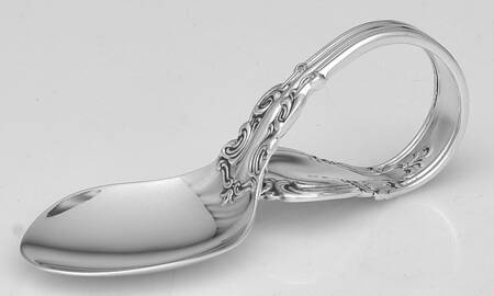 Chantilly (Sterling, 1895, Lion-Anchor-G, No Mono) Baby Spoon with Curved Handle HC