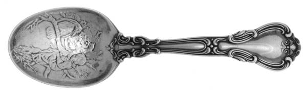 Chantilly (Sterling, 1895, Lion-Anchor-G, No Mono) Straight Handle Baby Spoon w/Embossed Bowl