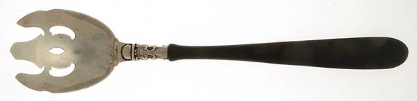 Chantilly (Sterling, 1895, Lion-Anchor-G, No Mono) Hollow Hdl Serving Chafing Dish Fork w/Str Tongs