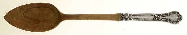 Chantilly (Sterling, 1895, Lion-Anchor-G, No Mono) Salad Serving Spoon with Wooden Bowl
