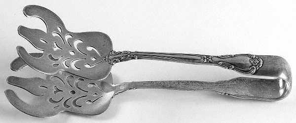 Chantilly (Sterling, 1895, Lion-Anchor-G, No Mono) Solid Piece Aspragus Tongs