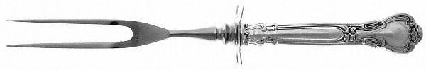 Chantilly (Sterling, 1895, Lion-Anchor-G, No Mono) Small Carving Fork Stainless Prong w/Sterling Guar
