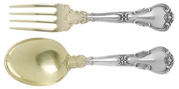 Chantilly (Sterling, 1895, Lion-Anchor-G, No Mono) 2 Pc Baby Set (BF, BS)