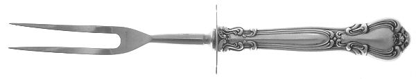 Chantilly (Sterling, 1895, Lion-Anchor-G, No Mono) Small Carving Fork Stainless Prong W/Sterling Guar