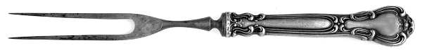 Chantilly (Sterling, 1895, Lion-Anchor-G, No Mono) Small Steak Carving Fork with Stainless Prongs