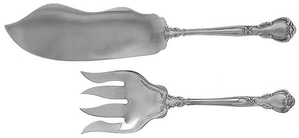 Chantilly (Sterling, 1895, Lion-Anchor-G, No Mono) Solid 2-Piece Small Fish Serving Set
