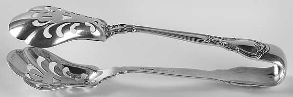 Chantilly (Sterling, 1895, Lion-Anchor-G, No Mono) Large Ice Serving Tongs with Bowl Tips