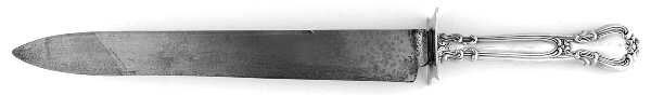 Chantilly (Sterling, 1895, Lion-Anchor-G, No Mono) Large Carving/Roast Knife StnlBl w/Sterling Guard