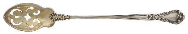 Chantilly (Sterling, 1895, Lion-Anchor-G, No Mono) Pierced Bowl Short Handle Olive Spoon