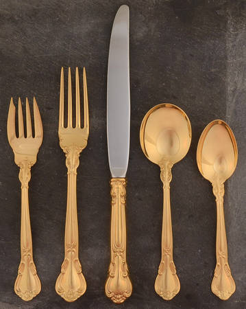 Chantilly-Gold Vermeil (Sterling, 1895) 5 Piece Dinner Size Setting