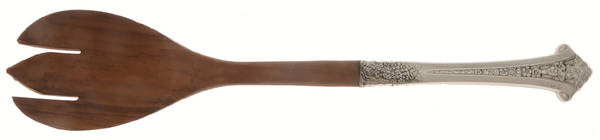 Classic Bouquet (Sterling, 1972) Salad Serving Spoon with Wooden Bowl