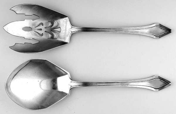 Clermont (Sterling, 1915, No Monograms) Small Solid 2 Piece Salad Serving Set