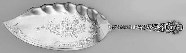 Cluny (Sterling, 1880-1883) Small Fish Serving Knife, Bright Cut Solid Piece