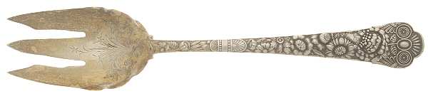 Cluny (Sterling, 1880-1883) Salad Serving Fork Solid Oversize Bright Cut