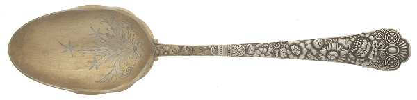 Cluny (Sterling, 1880-1883) Salad Serving Spoon Solid Oversize Bright Cut