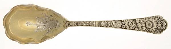 Cluny (Sterling, 1880-1883) Salad Serving Spoon, Bright Cut Solid Piece