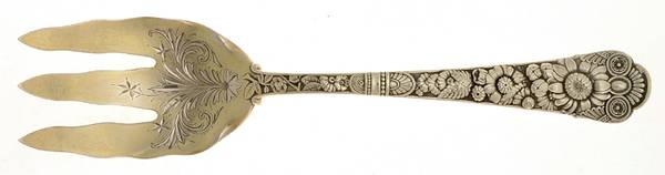 Cluny (Sterling, 1880-1883) Salad Serving Fork, Bright Cut Solid Piece