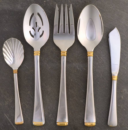 Column Gold (Stainless, Gold Accent) 5 Piece Hostess Set by Gorham Silver
