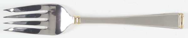 Column Gold (Stainless, Gold Accent) Medium Solid Cold Meat Serving Fork by Gorham Silver