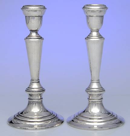 Colonial (Silverplate, Hollowware) Pair of 8" Candlesticks